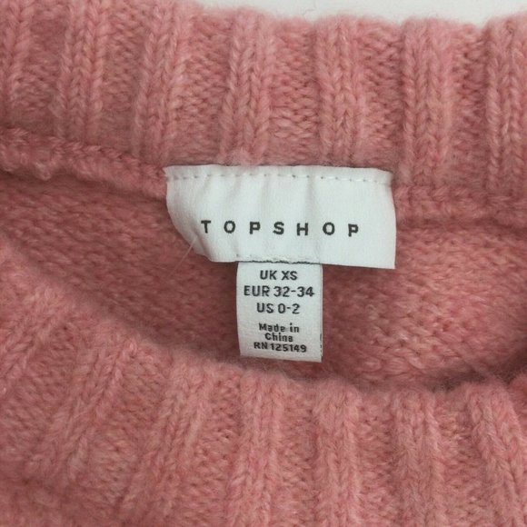 Topshop Pink Sweater Size 0-2 Deep Hem Crewneck Super Soft Side Slit New NWT - Picture 7 of 10